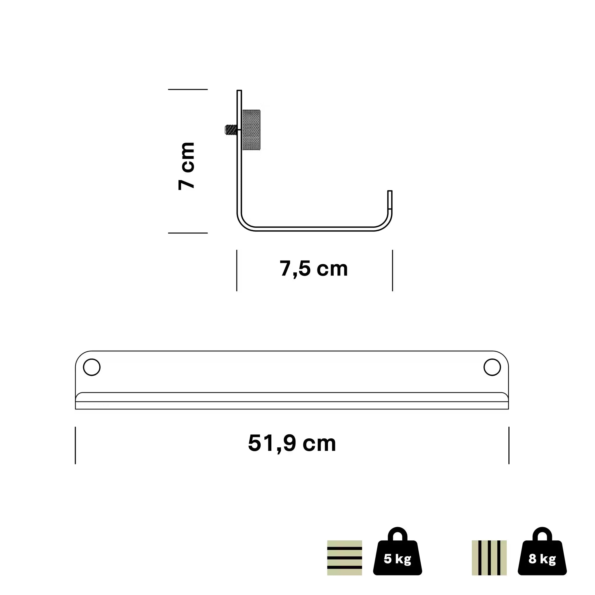 Norr Narrow Shelf | ウォールシェルフ　ブラック  519 mm