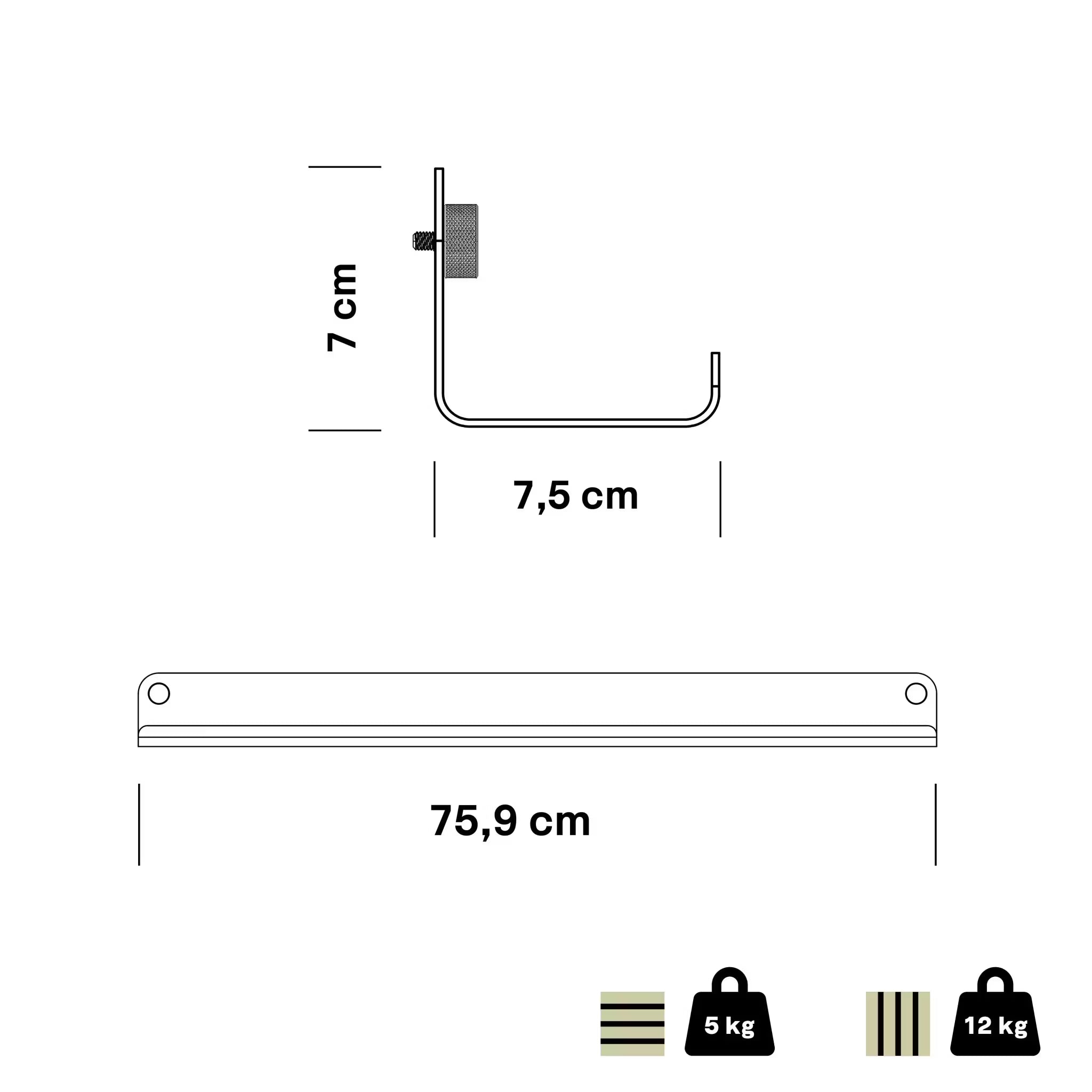 Norr Narrow Shelf  | ウォールシェルフ　ブラック 759 mm