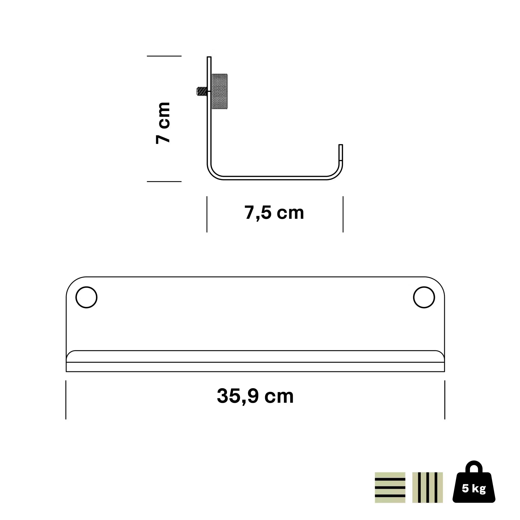 Norr Narrow shelf  | ウォールシェルフ ブラック 359 mm